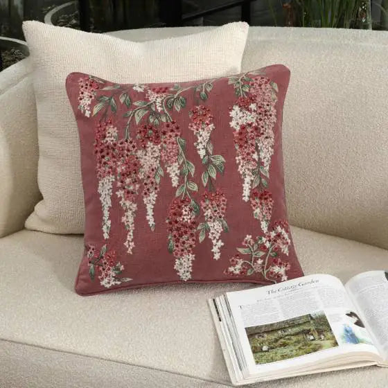 Floral Vine Cotton Vine Terracotta Cushion Cover