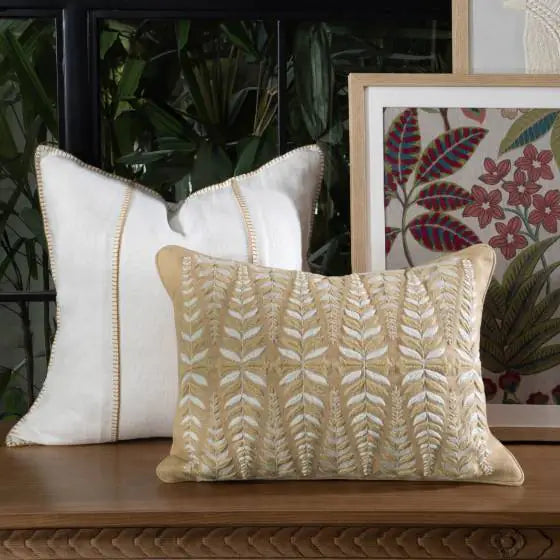 Lattice Cotton Mustard Cushion Cover