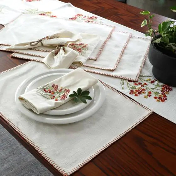 Bouquets Set Cotton Ivory Multi Placemat Set