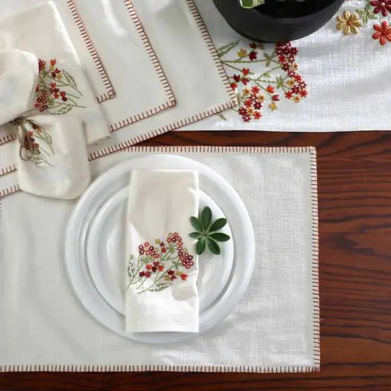 Bouquets Set Cotton Ivory Multi Placemat Set