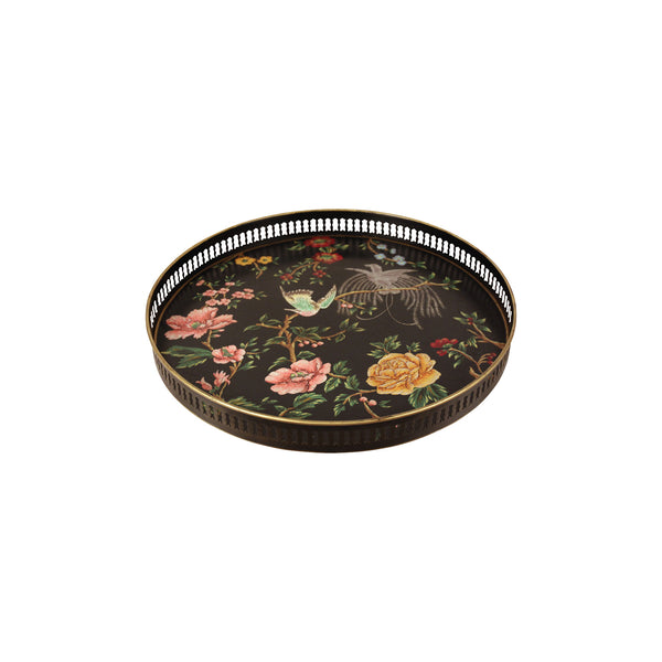 Filigree Black Round Tray